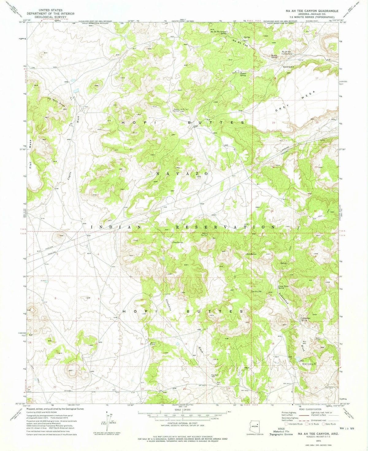 1973 Na Ah Tee Canyon, AZ - Arizona - USGS Topographic Map