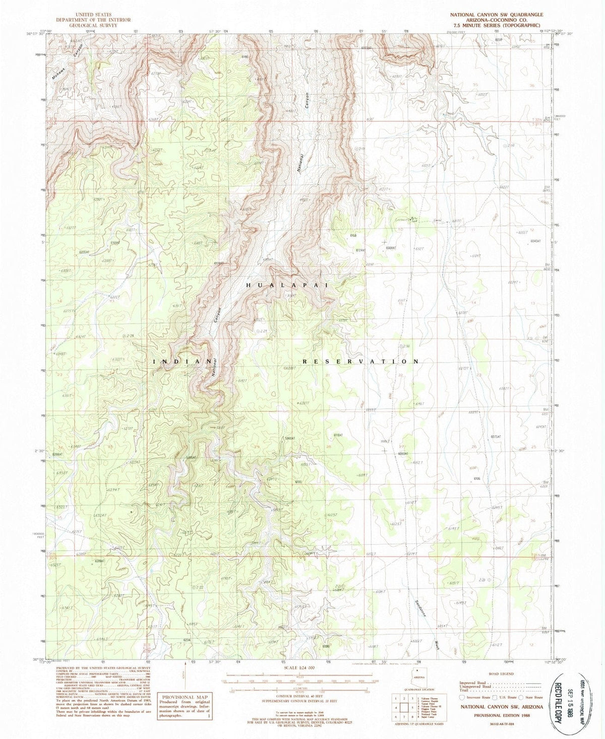 1988 National Canyon, AZ - Arizona - USGS Topographic Map