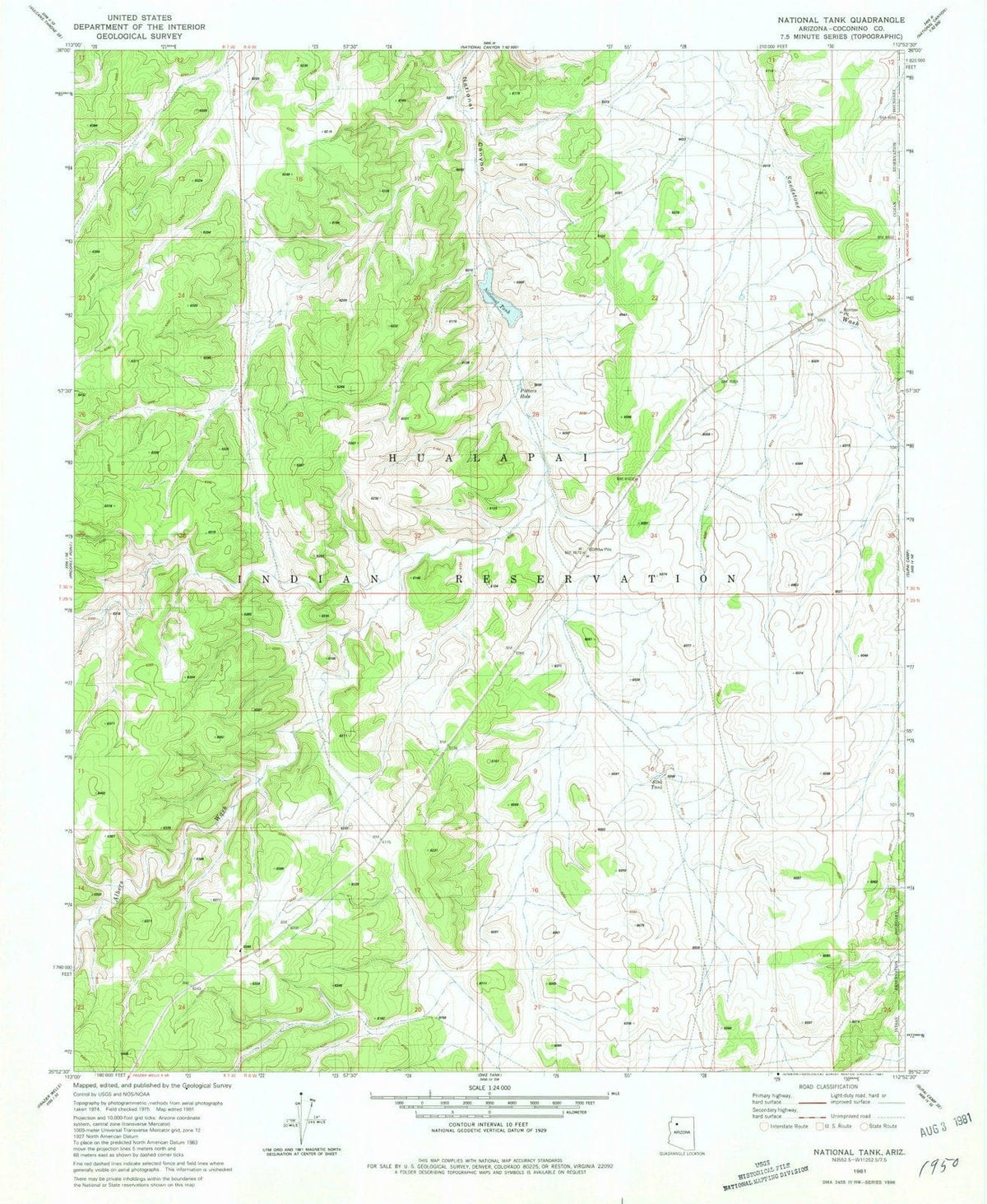 1981 National Tank, AZ - Arizona - USGS Topographic Map