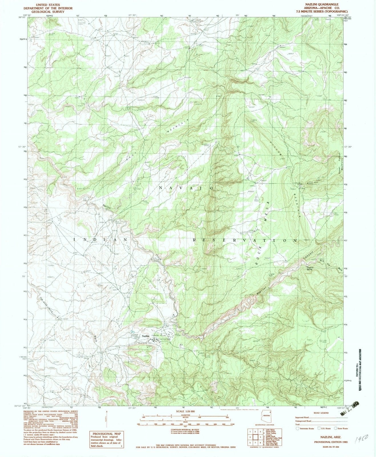 1983 Nazlini, AZ - Arizona - USGS Topographic Map