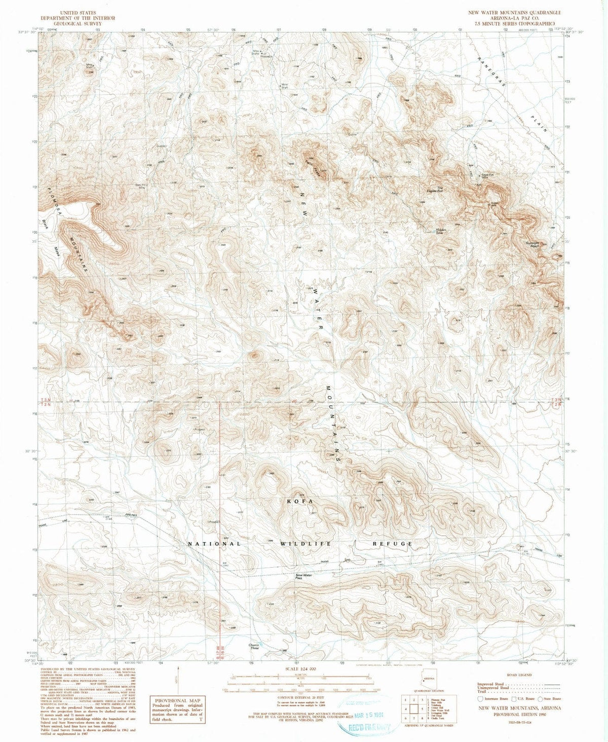1990 New Water Mountains, AZ - Arizona - USGS Topographic Map