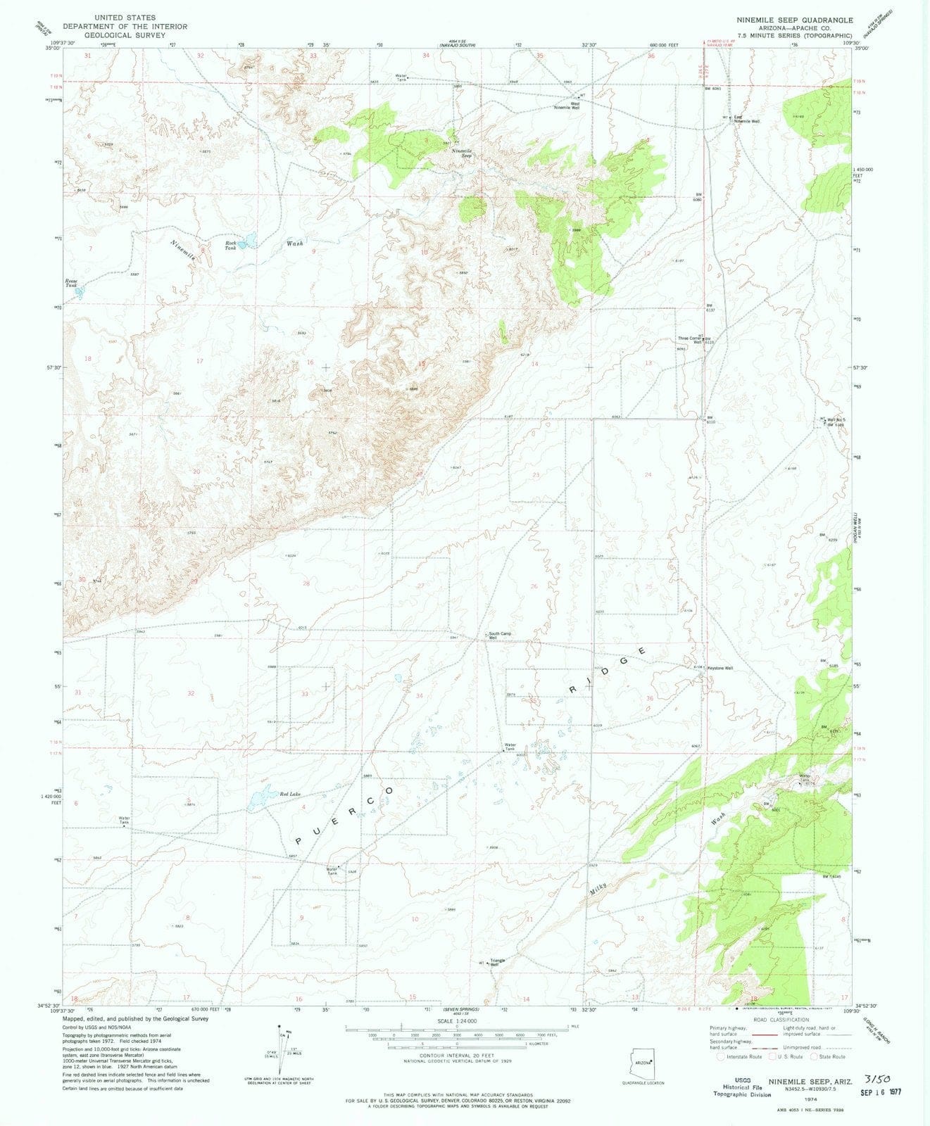 1974 Ninemileep, AZ - Arizona - USGS Topographic Map