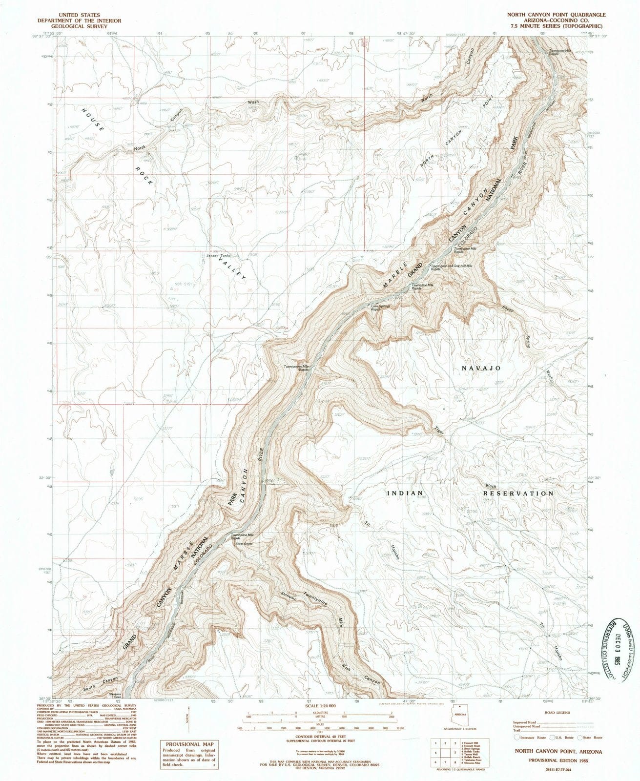 1985 North Canyon Point, AZ - Arizona - USGS Topographic Map