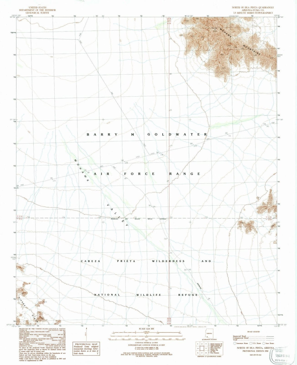 1990 North of Isla Pinta, AZ - Arizona - USGS Topographic Map
