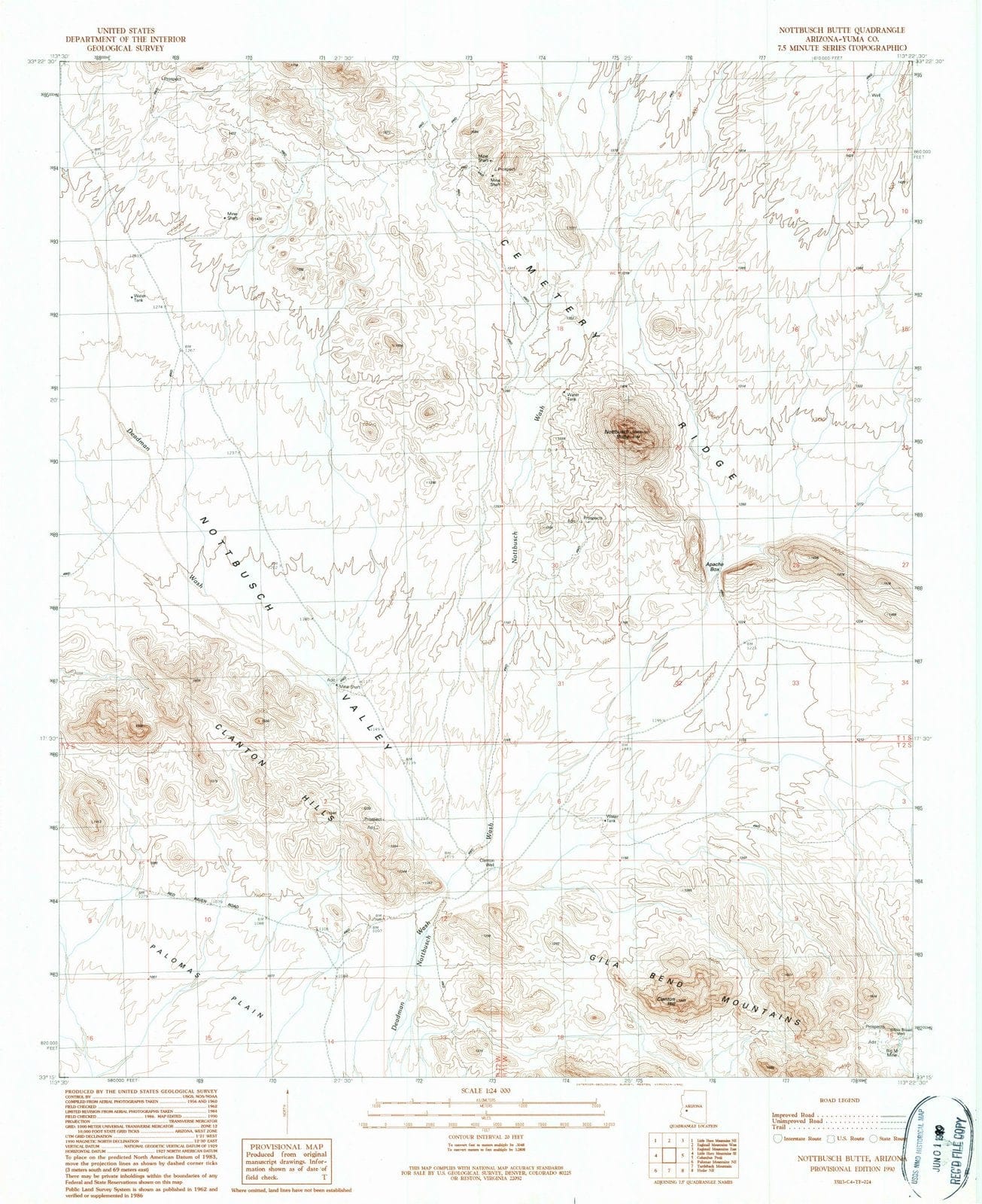 1990 Nottbusch Butte, AZ - Arizona - USGS Topographic Map