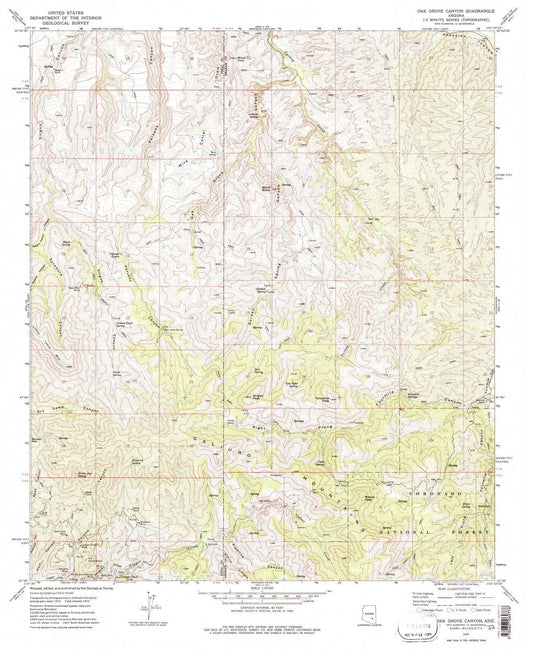 1972 Oak Grove Canyon, AZ - Arizona - USGS Topographic Map