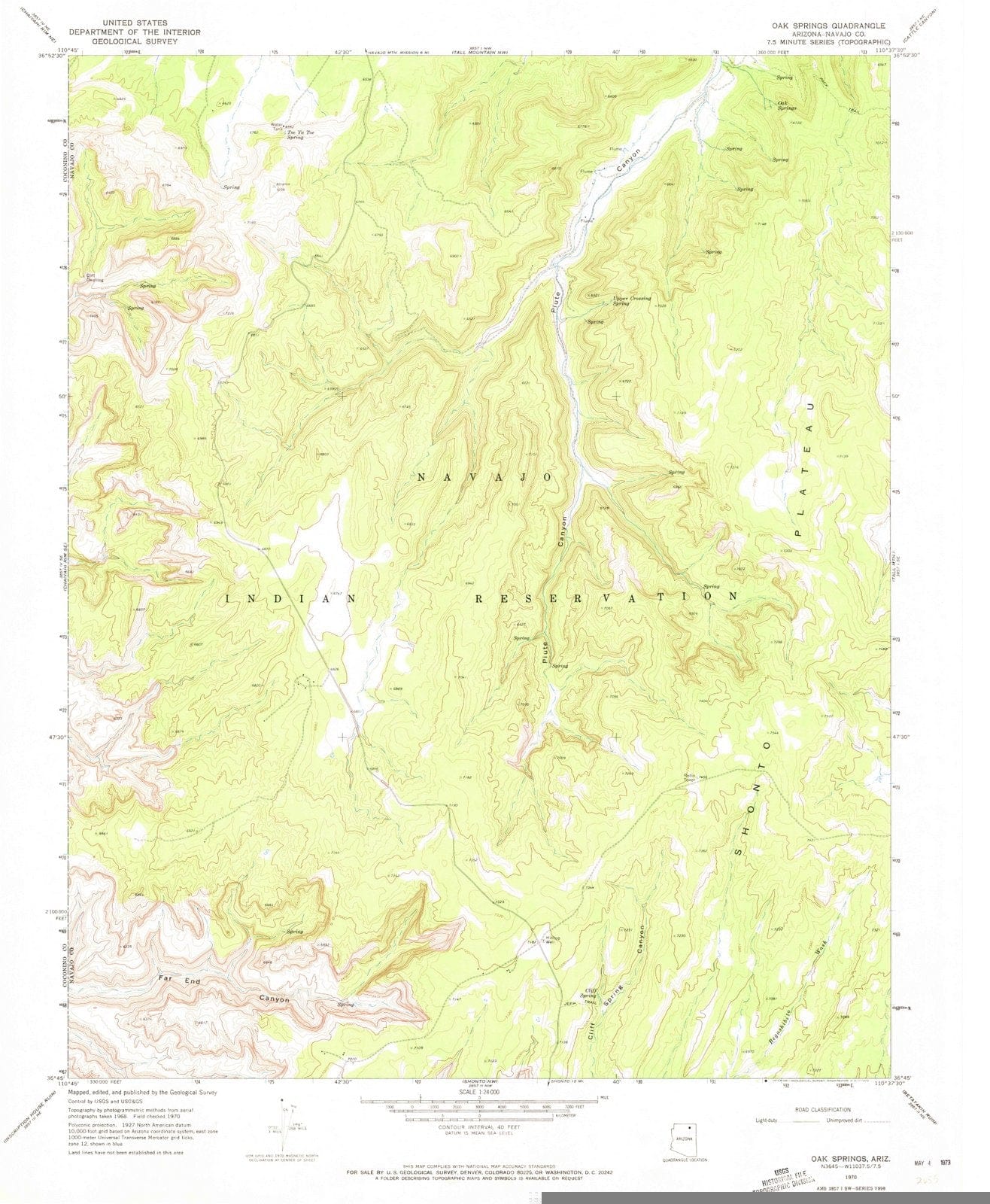 1970 Oak Springs, AZ - Arizona - USGS Topographic Map
