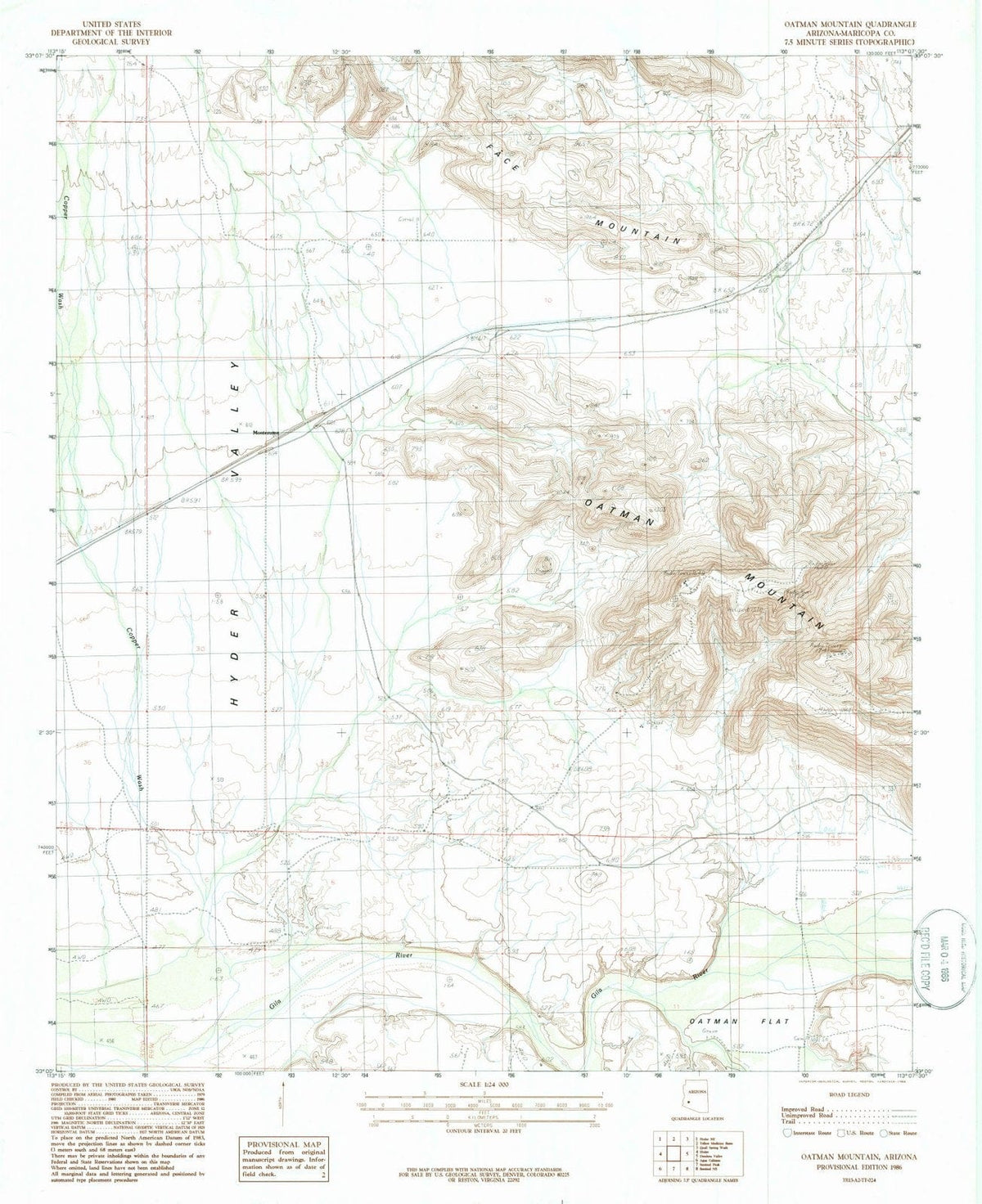 1986 Oatman Mountain, AZ - Arizona - USGS Topographic Map