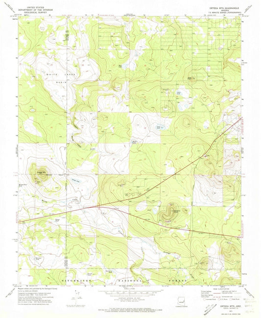 1971 Ortega MTN, AZ - Arizona - USGS Topographic Map