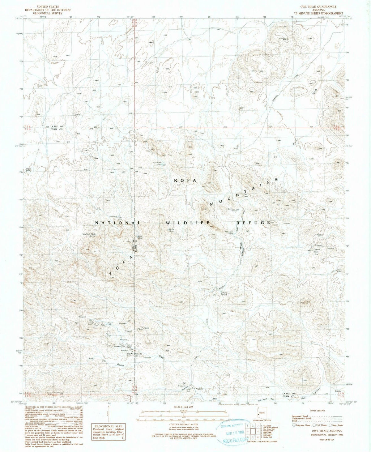 1990 Owl Head, AZ - Arizona - USGS Topographic Map