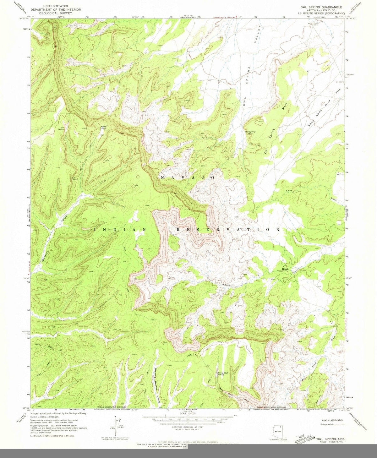 1968 Owl Spring, AZ - Arizona - USGS Topographic Map