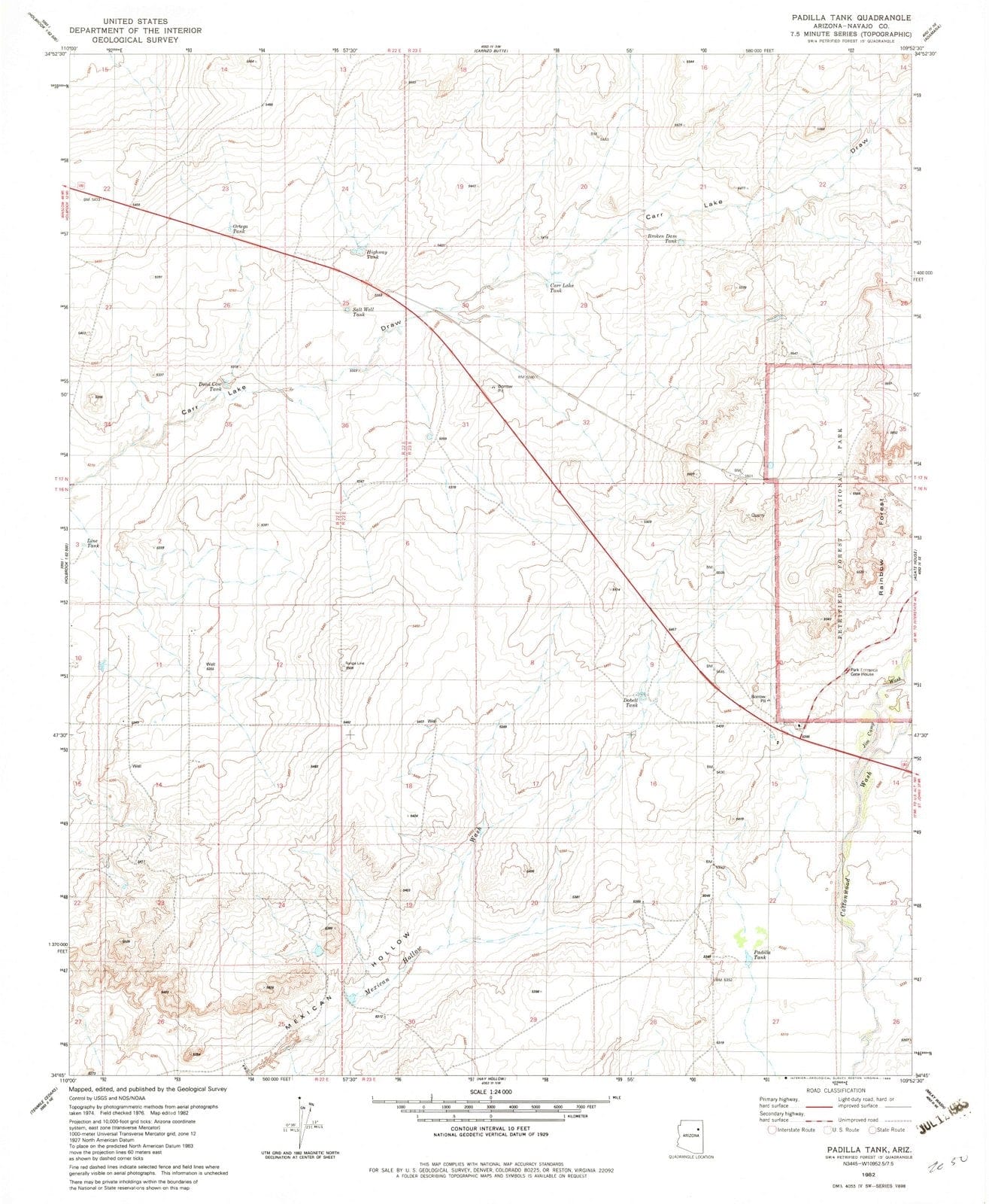 1982 Padilla Tank, AZ - Arizona - USGS Topographic Map