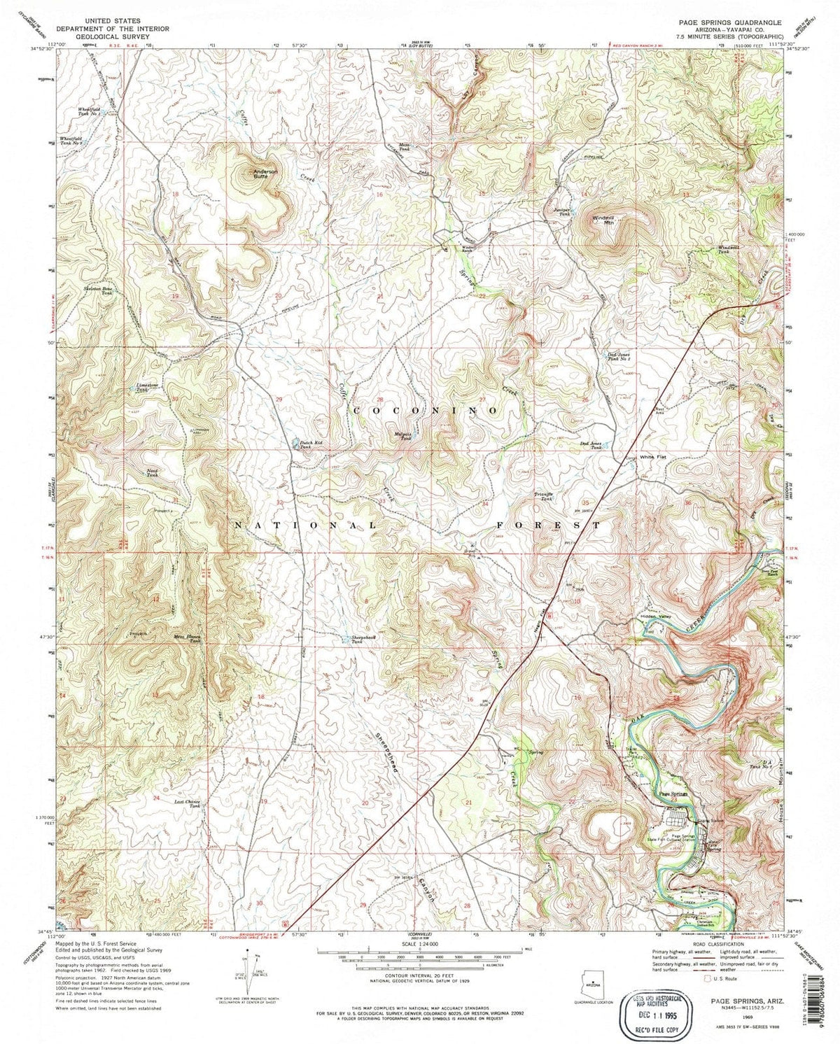 1969 Page Springs, AZ - Arizona - USGS Topographic Map