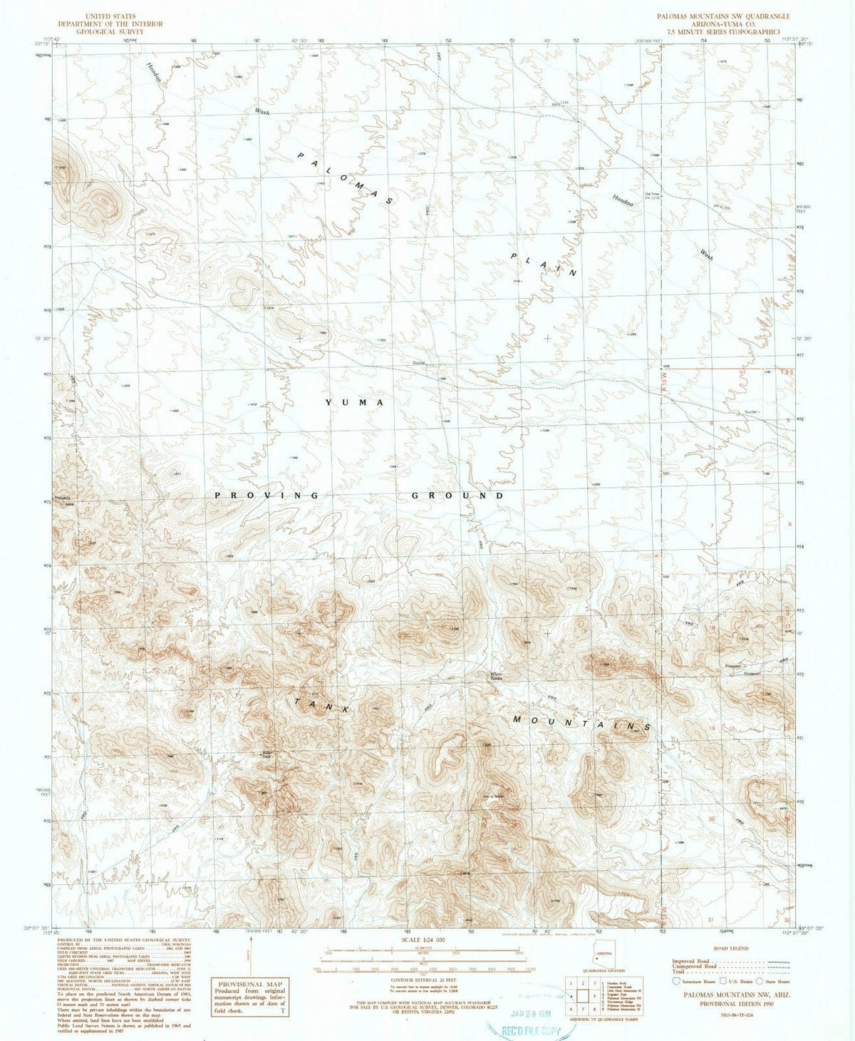 1990 Palomas Mountains, AZ - Arizona - USGS Topographic Map v2