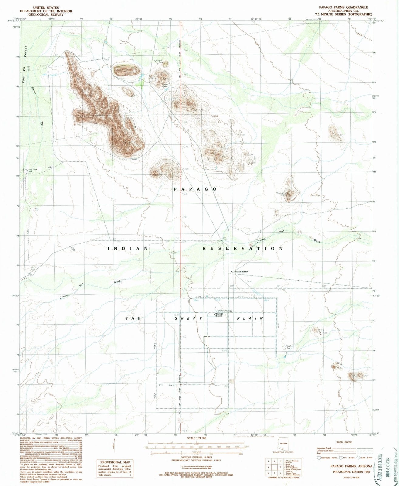 1988 Papago Farms, AZ - Arizona - USGS Topographic Map