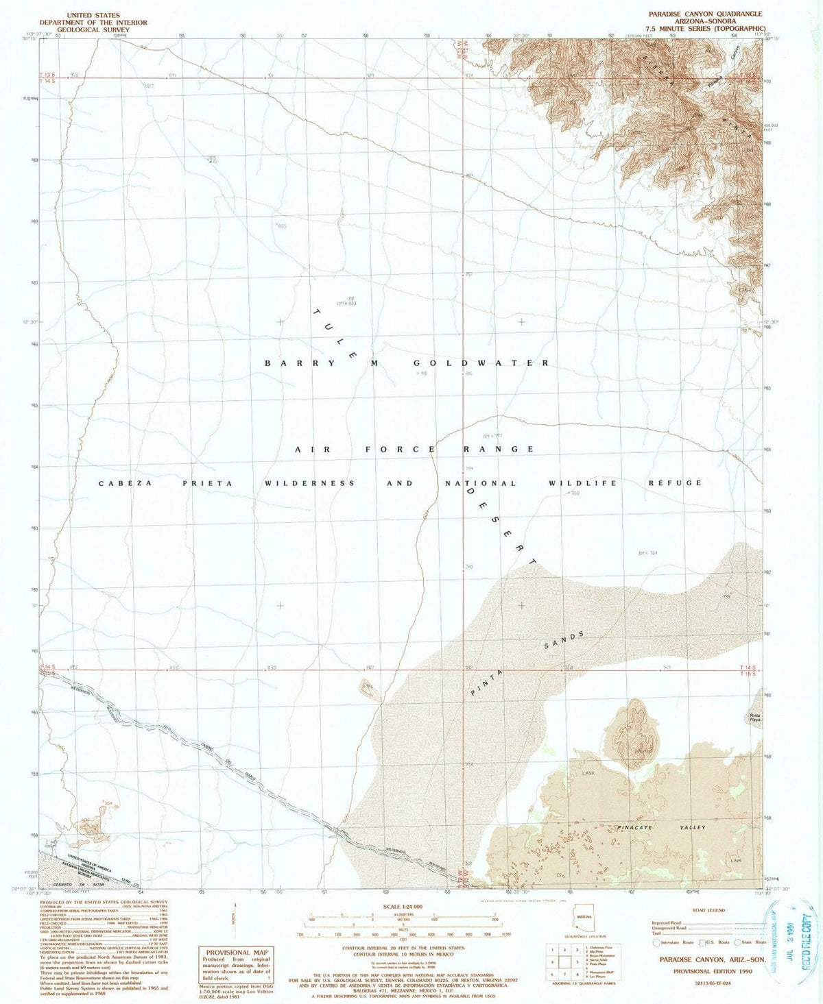 1990 Paradise Canyon, AZ - Arizona - USGS Topographic Map
