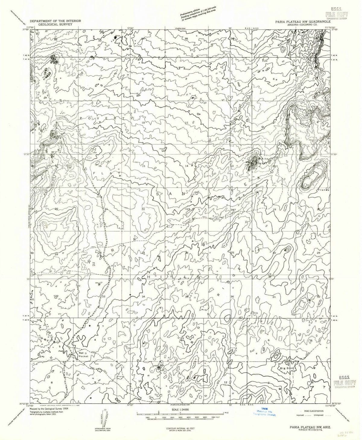 1954 Paria Plateau, AZ - Arizona - USGS Topographic Map v2