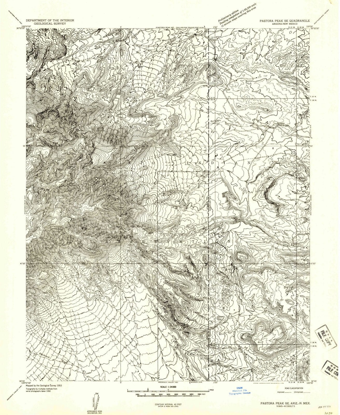 1953 Pastora Peak, NM - New Mexico - USGS Topographic Map