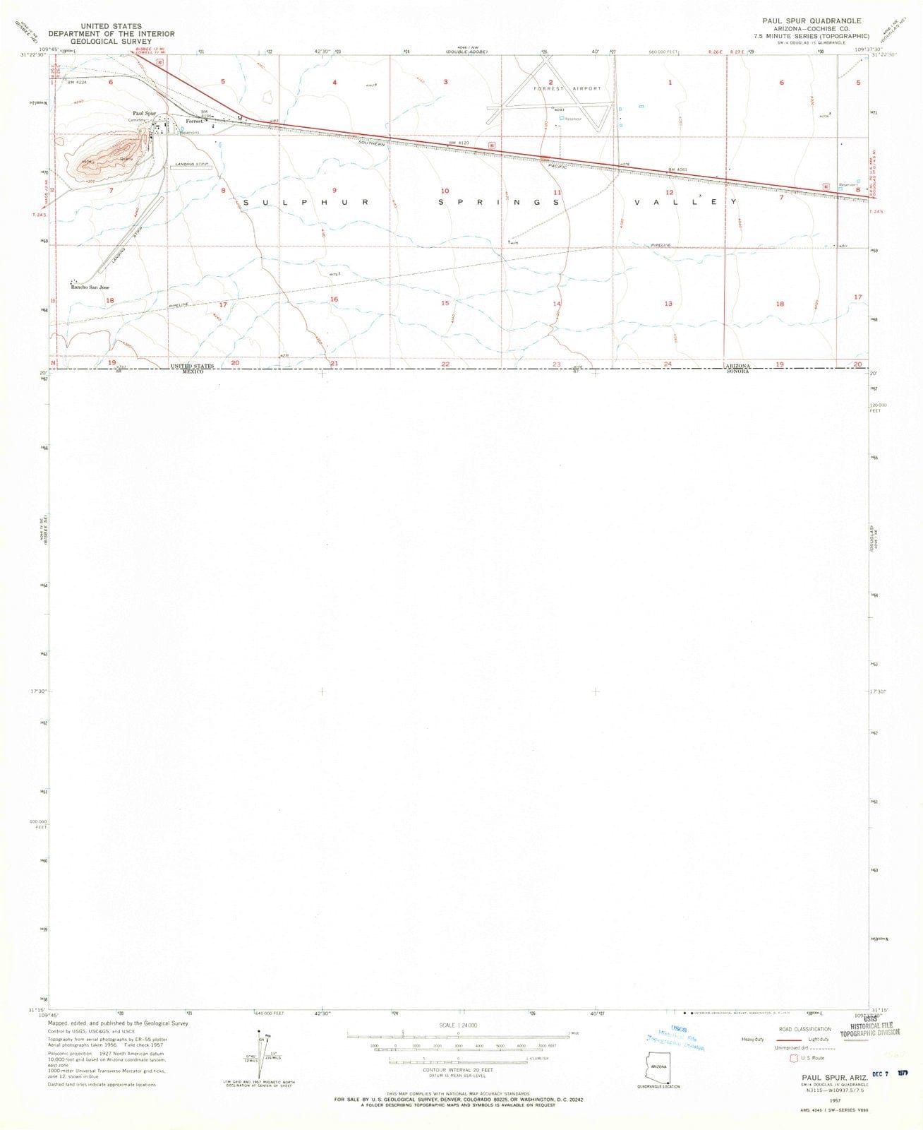 1957 Paul Spur, AZ - Arizona - USGS Topographic Map