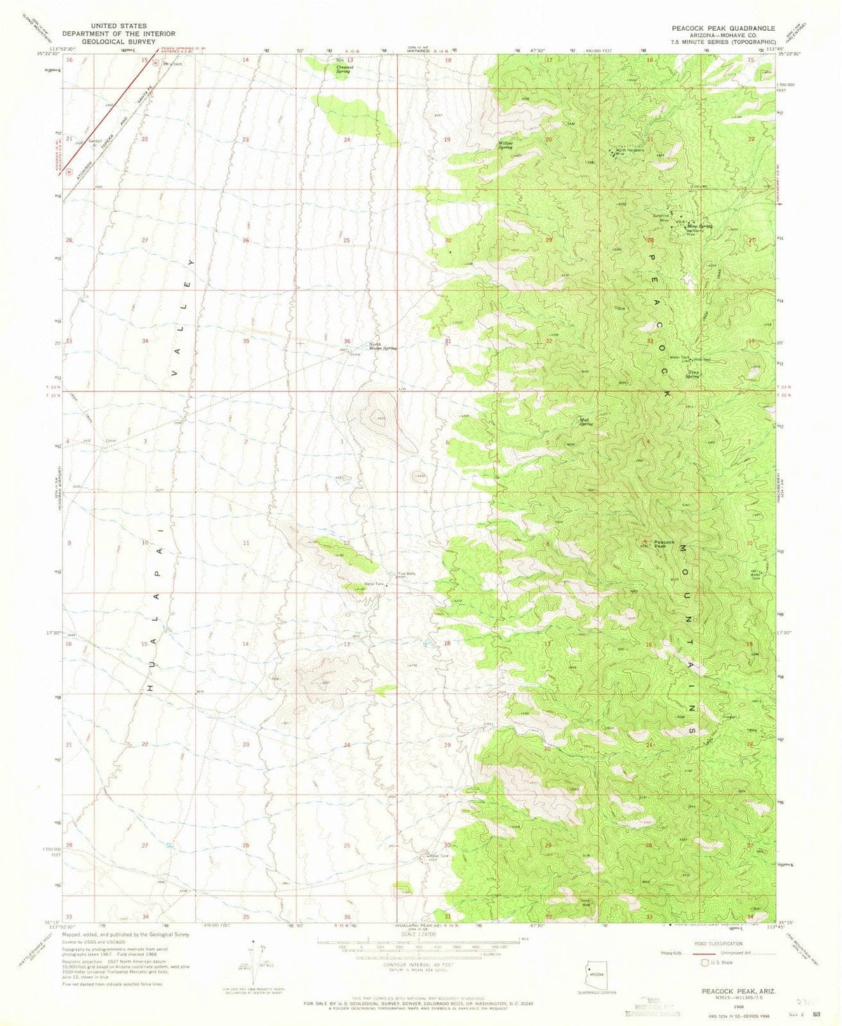 1968 Peacock Peak, AZ - Arizona - USGS Topographic Map