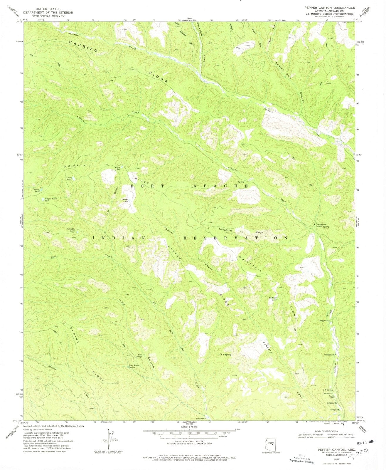 1977 Pepper Canyon, AZ - Arizona - USGS Topographic Map