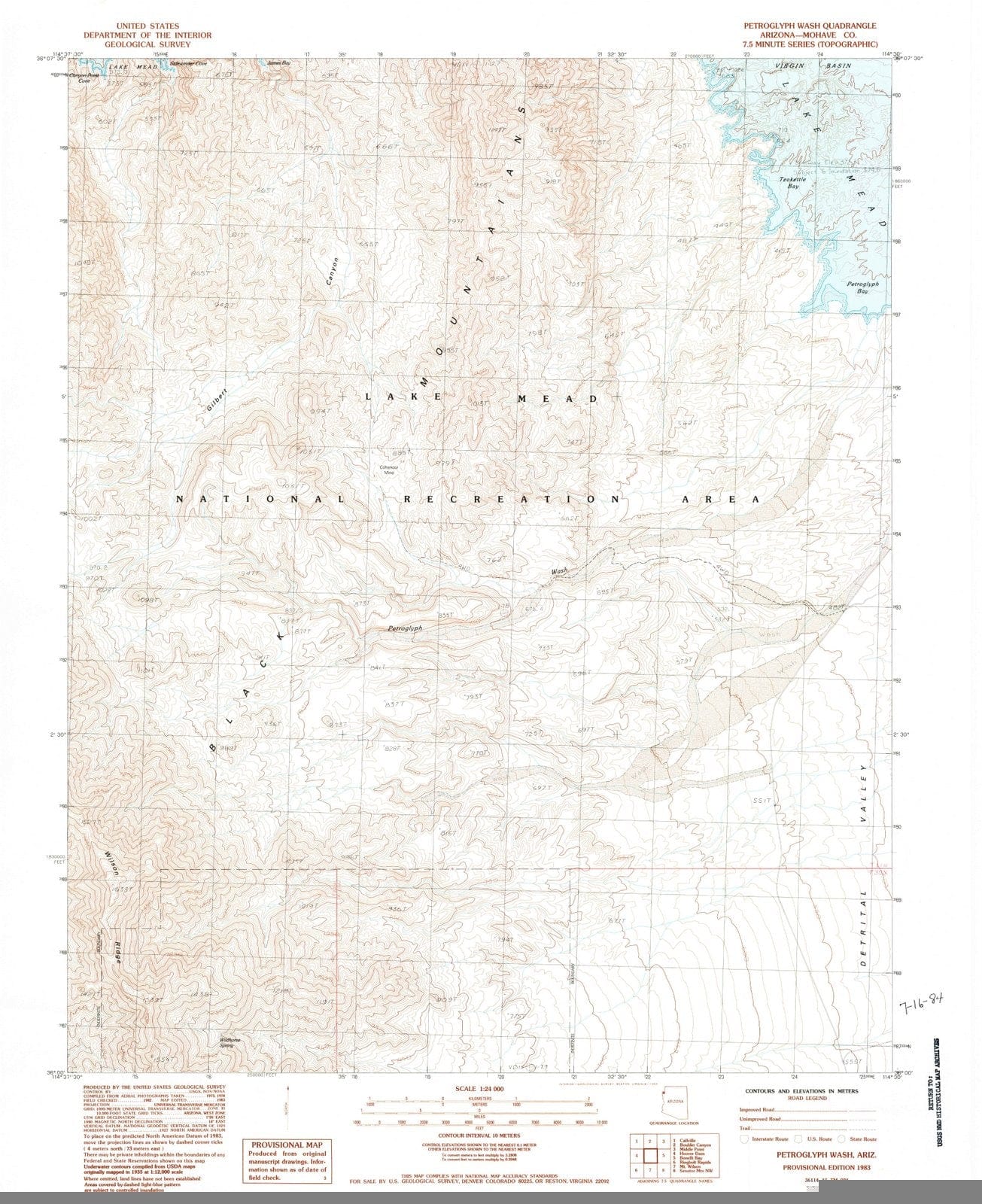 1983 Petroglyph Wash, AZ - Arizona - USGS Topographic Map