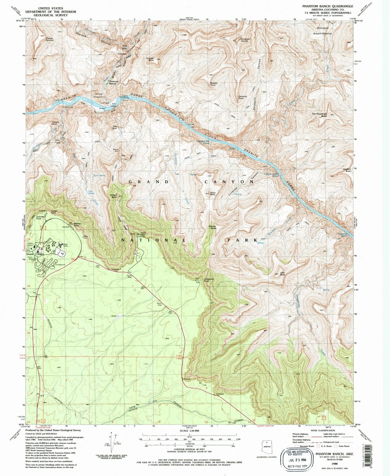 1988 Phantom Ranch, AZ - Arizona - USGS Topographic Map