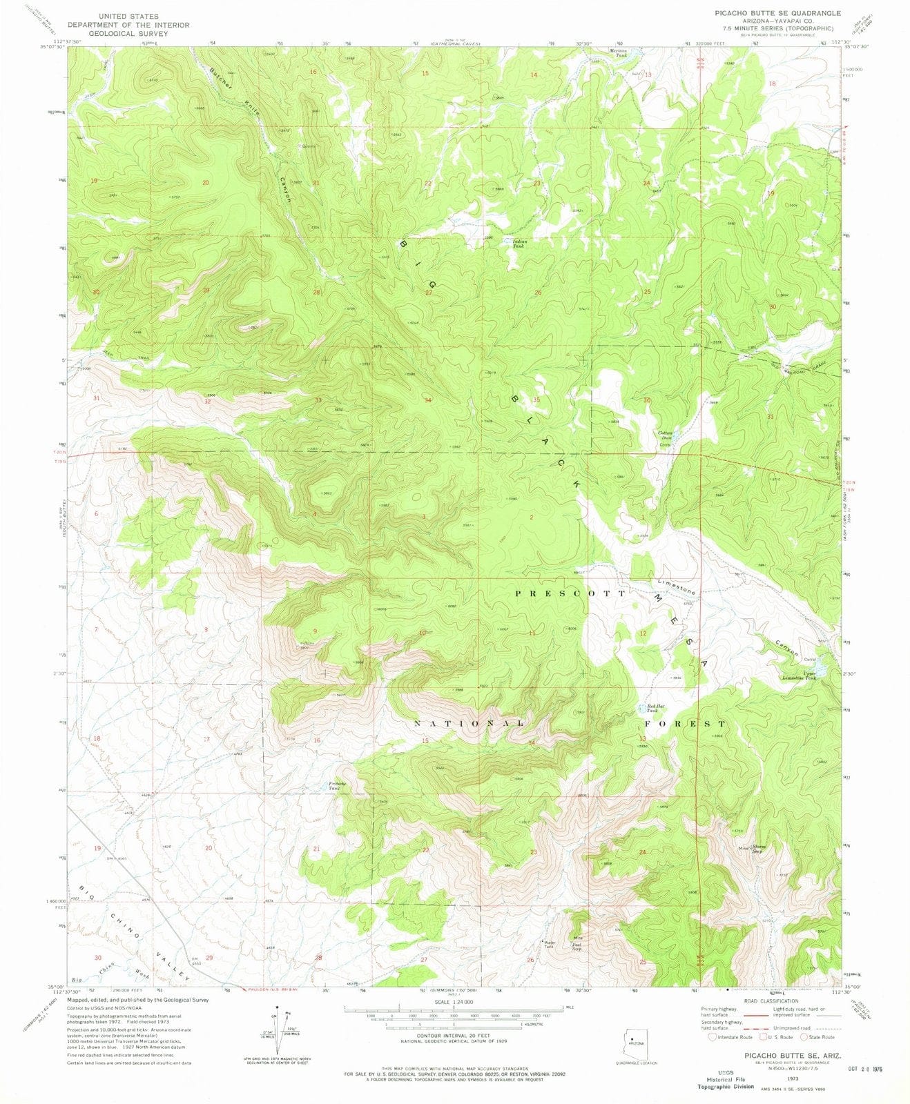 1973 Picacho Butte, AZ - Arizona - USGS Topographic Map