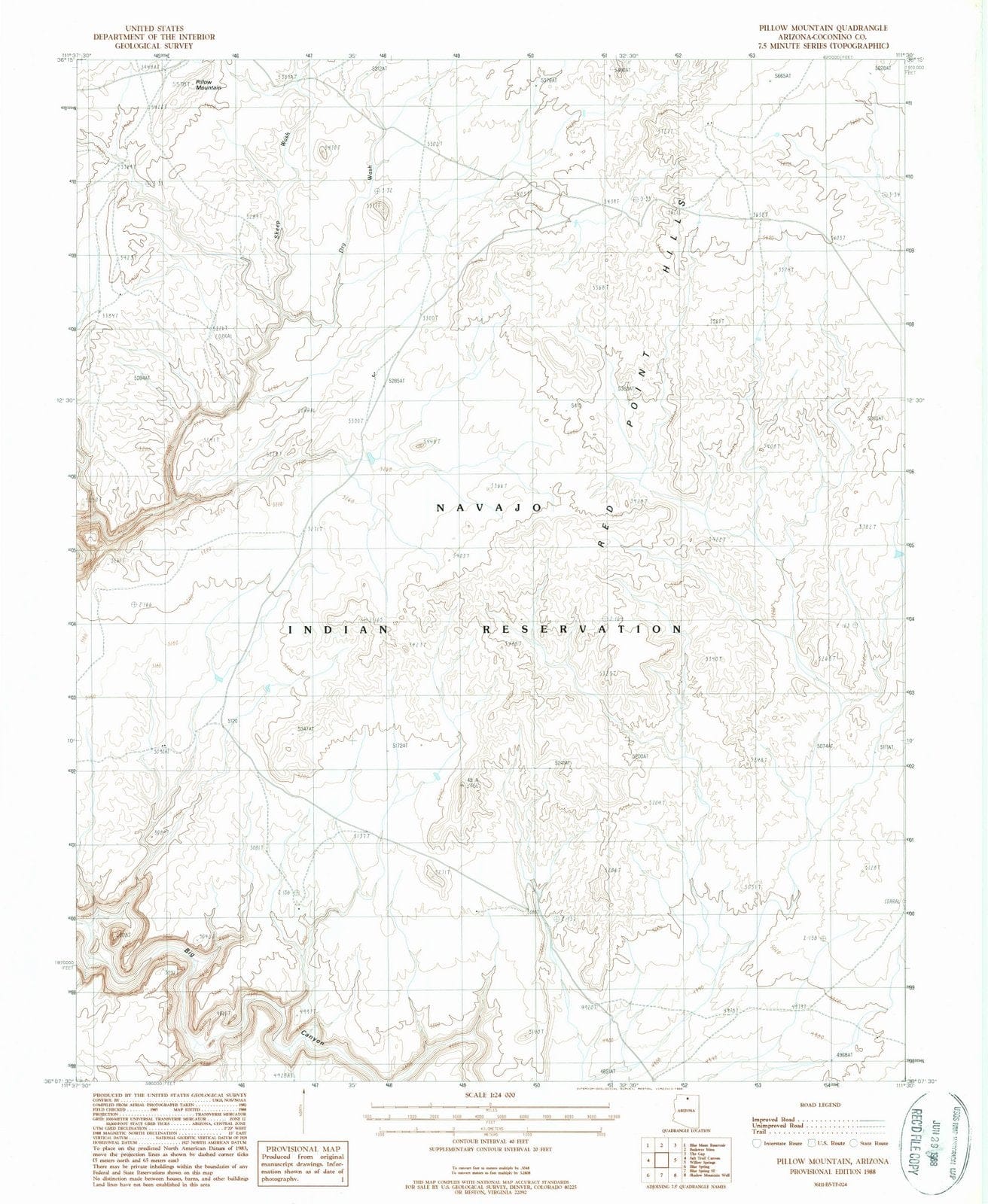 1988 Pillow Mountain, AZ - Arizona - USGS Topographic Map