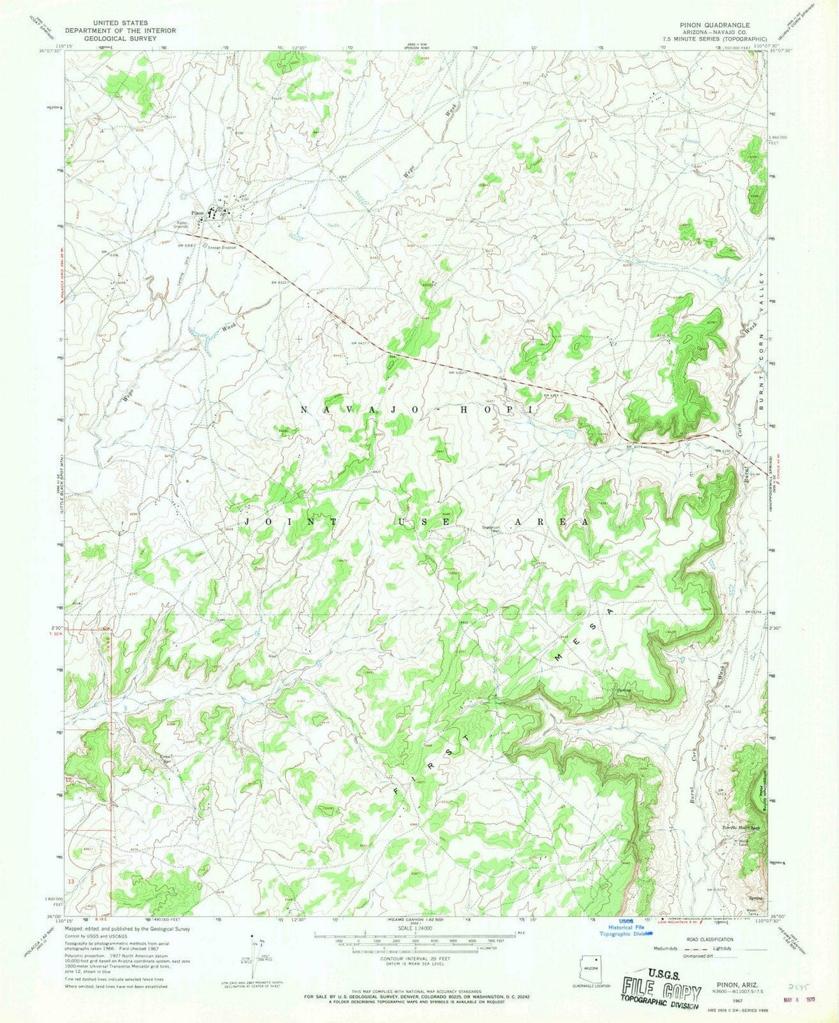1967 Pinon, AZ - Arizona - USGS Topographic Map v2
