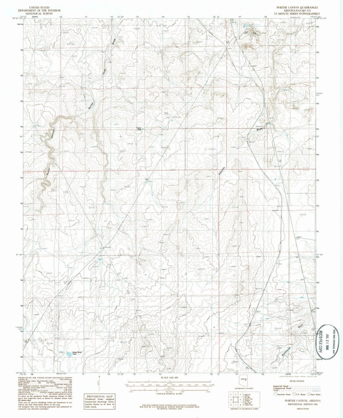 1986 Porter Canyon, AZ - Arizona - USGS Topographic Map