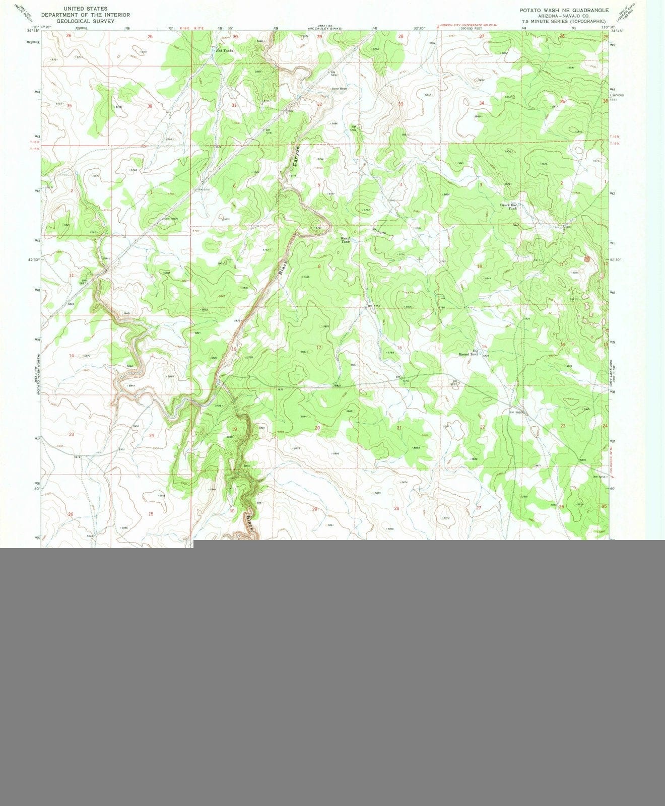 1971 Potato Wash, AZ - Arizona - USGS Topographic Map