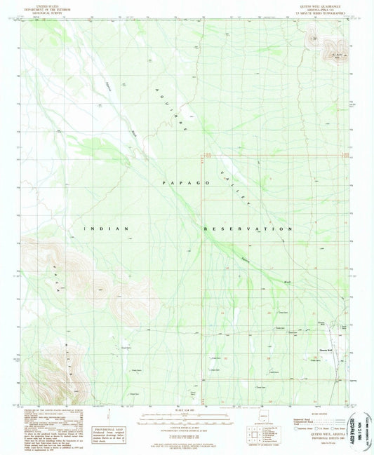 1989 Queens Well, AZ - Arizona - USGS Topographic Map