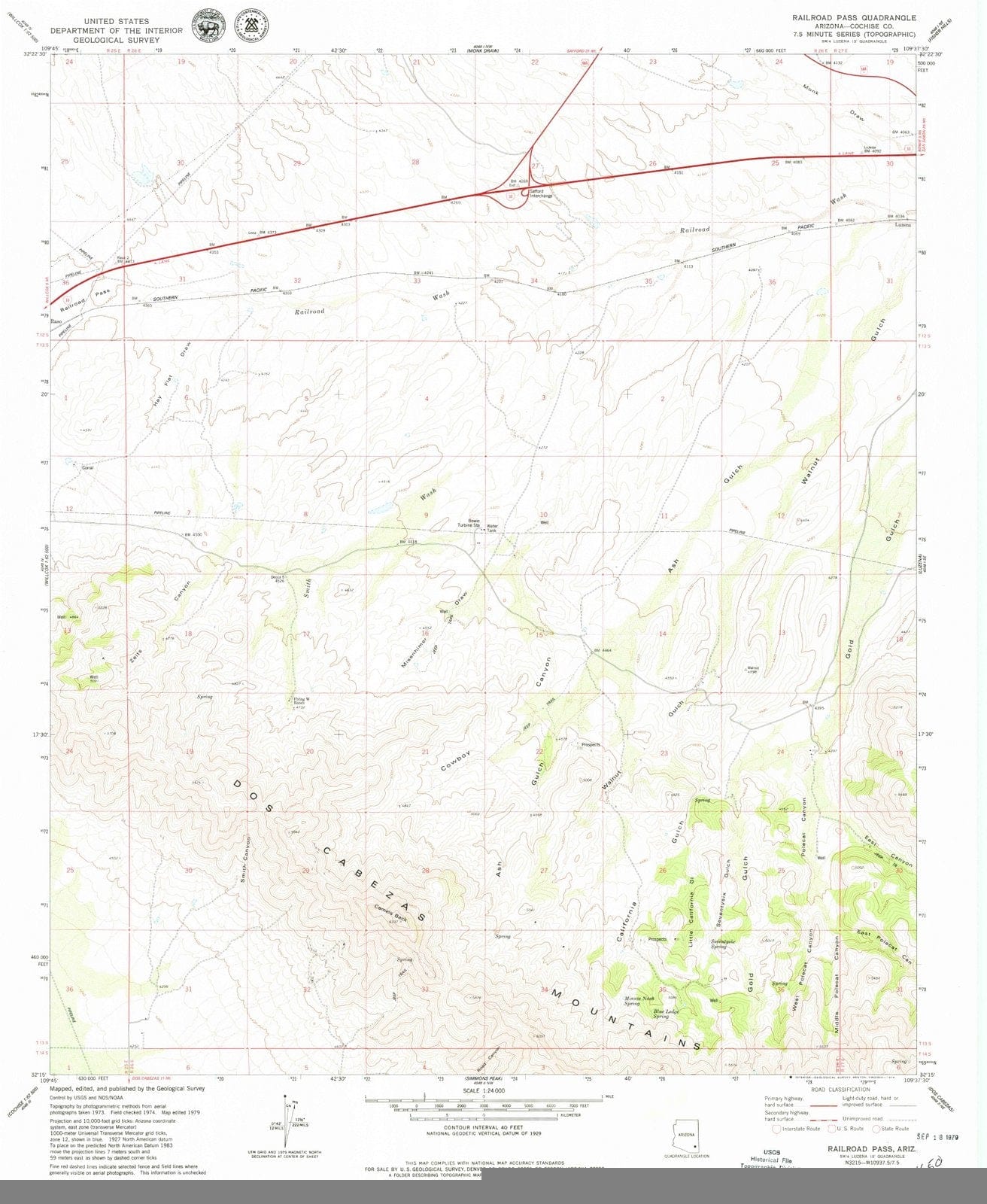 1979 Railroad Pass, AZ - Arizona - USGS Topographic Map