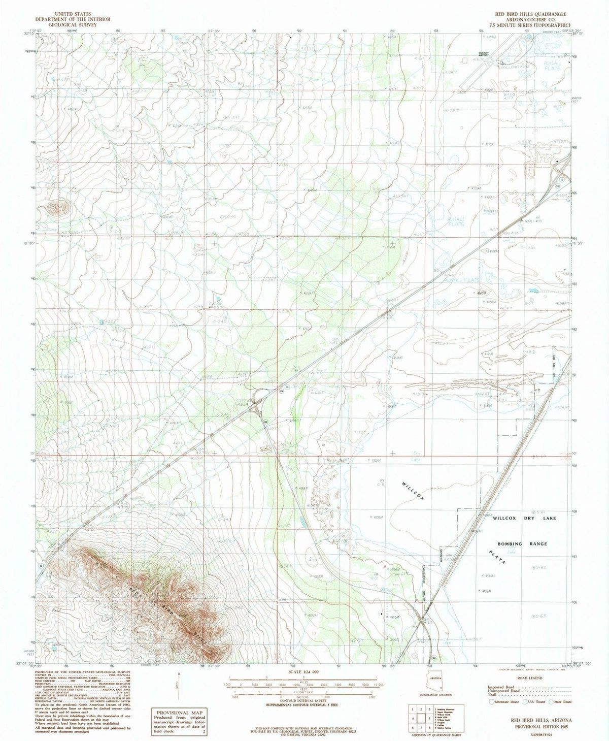 1985 Red Bird Hills, AZ - Arizona - USGS Topographic Map