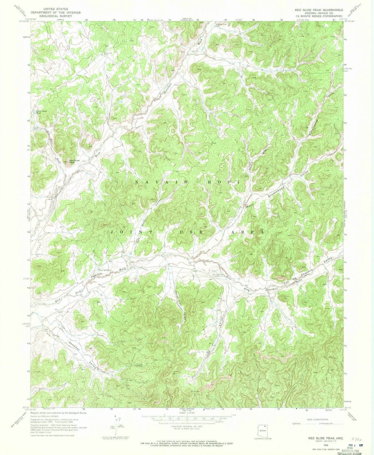 1968 Red Slide Peak, AZ - Arizona - USGS Topographic Map
