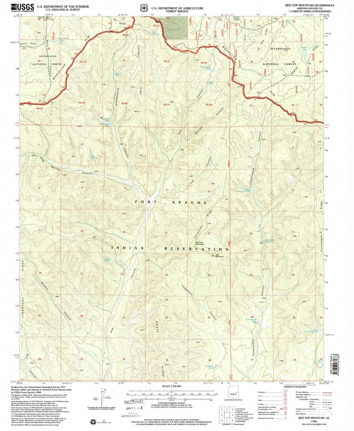 1998 Red Top Mountain, AZ - Arizona - USGS Topographic Map