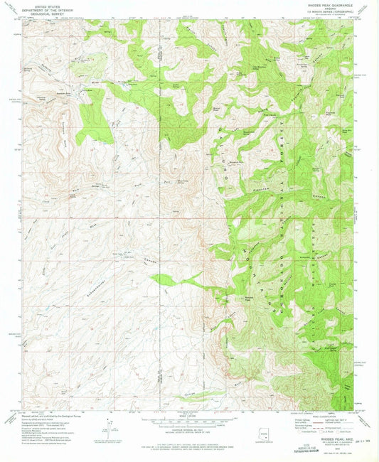 1972 Rhodes Peak, AZ - Arizona - USGS Topographic Map