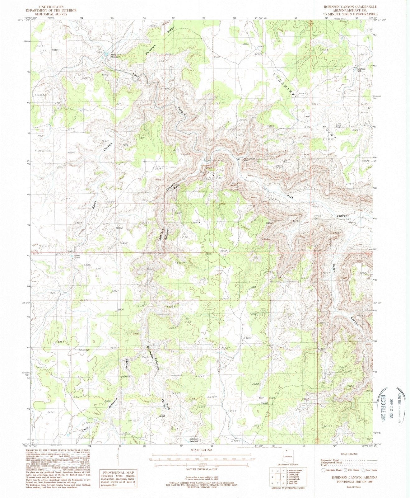 1988 Robinson Canyon, AZ - Arizona - USGS Topographic Map