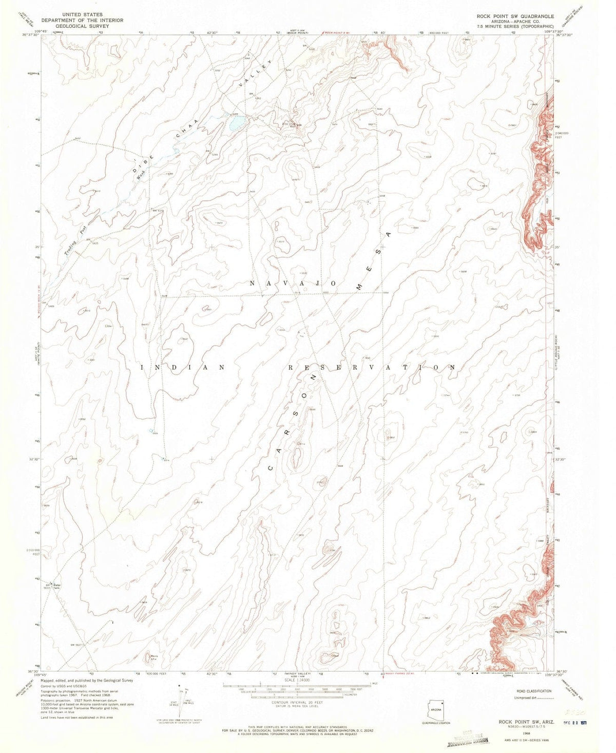 1968 Rock Point, AZ - Arizona - USGS Topographic Map