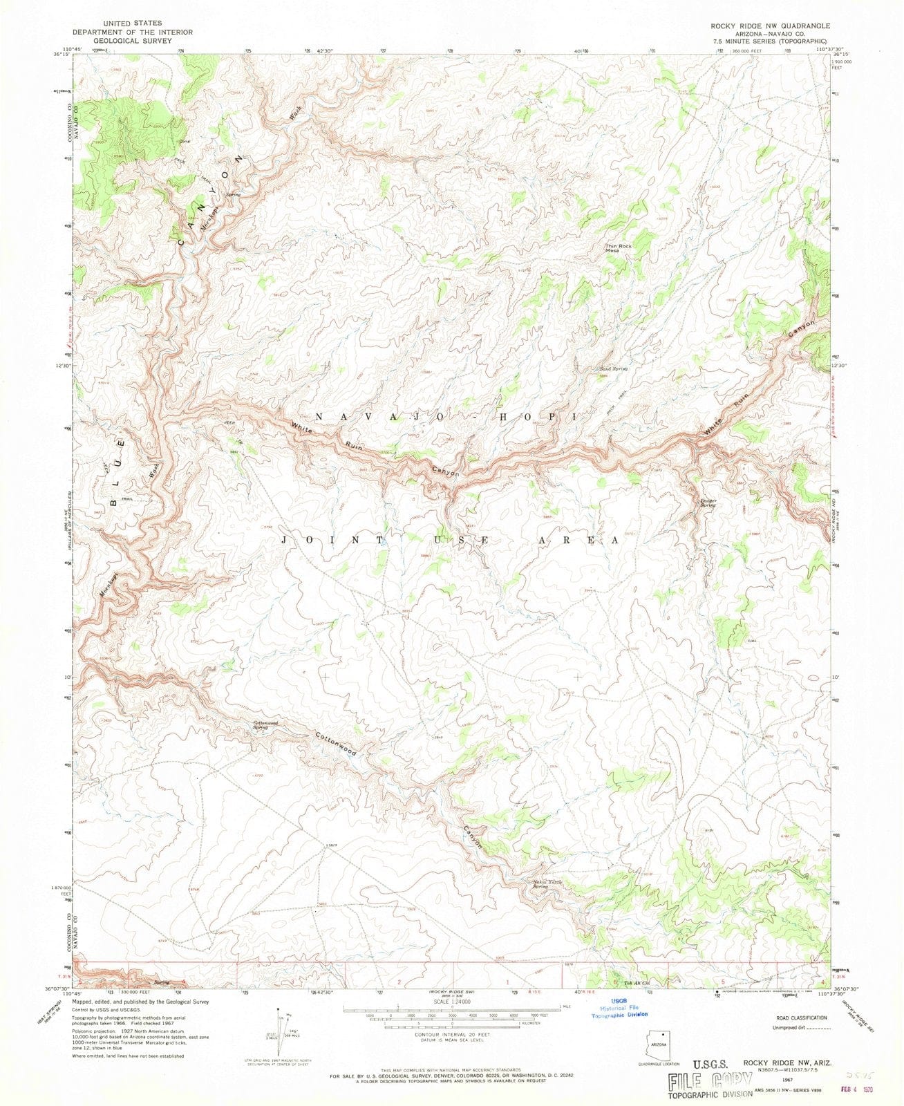 1967 Rocky Ridge, AZ - Arizona - USGS Topographic Map