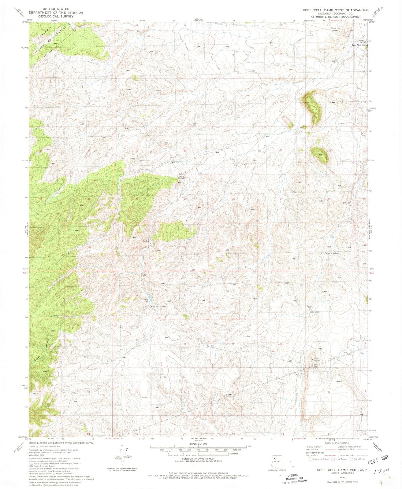 1980 Rose Well Camp West, AZ - Arizona - USGS Topographic Map