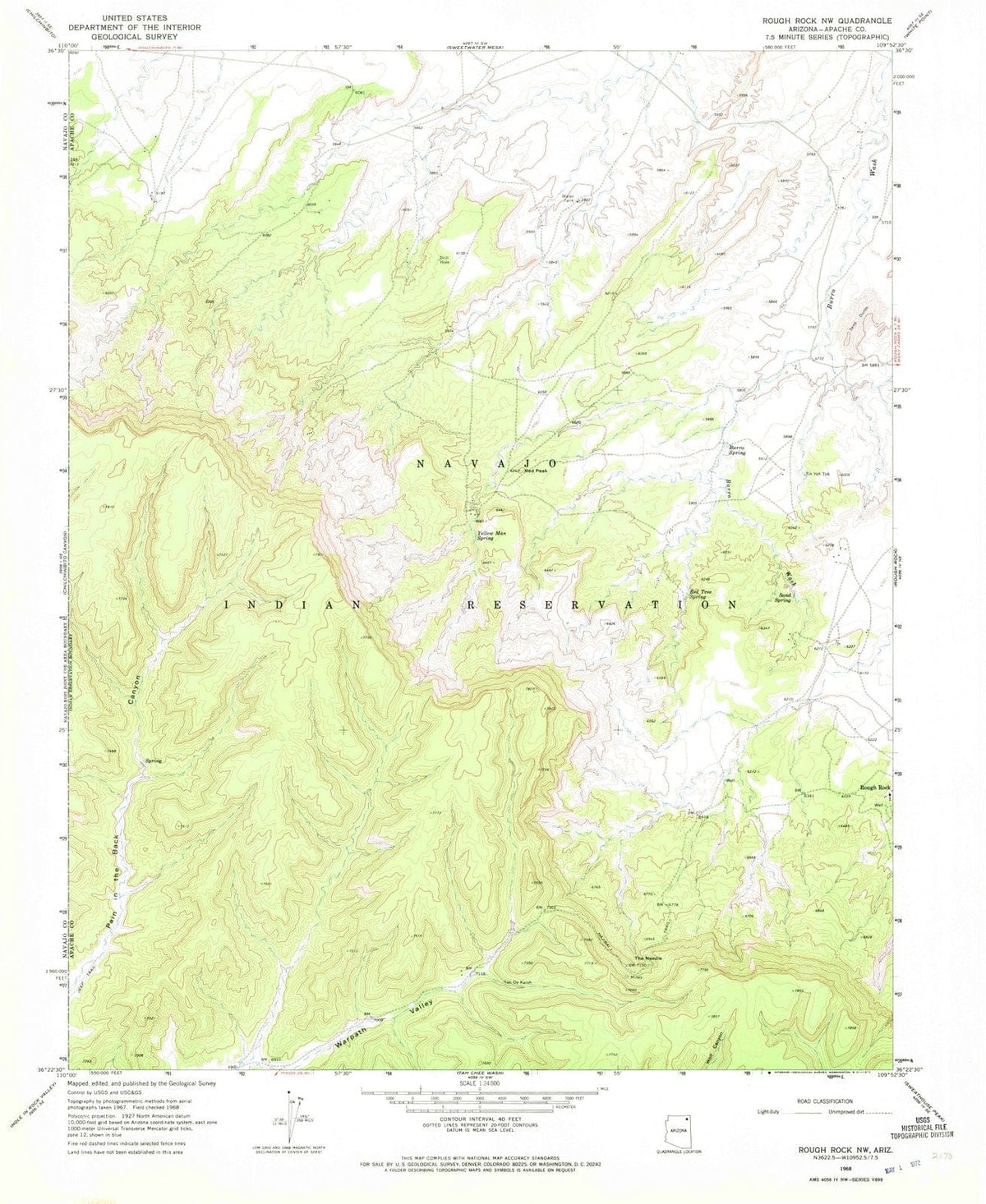 1968 Rough Rock, AZ - Arizona - USGS Topographic Map