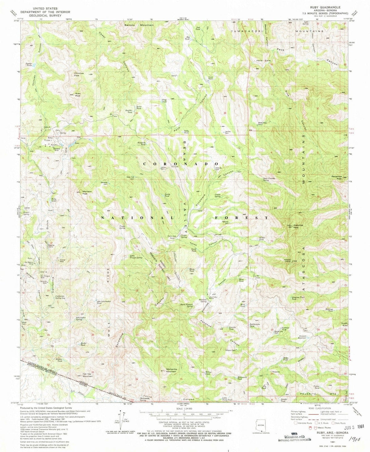 1981 Ruby, AZ - Arizona - USGS Topographic Map