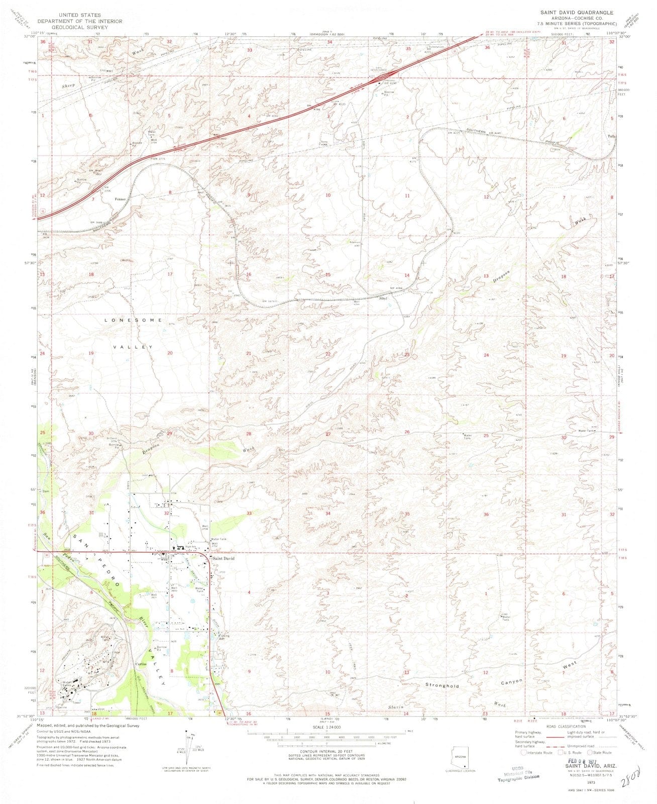 1973 Saintavid, AZ - Arizona - USGS Topographic Map
