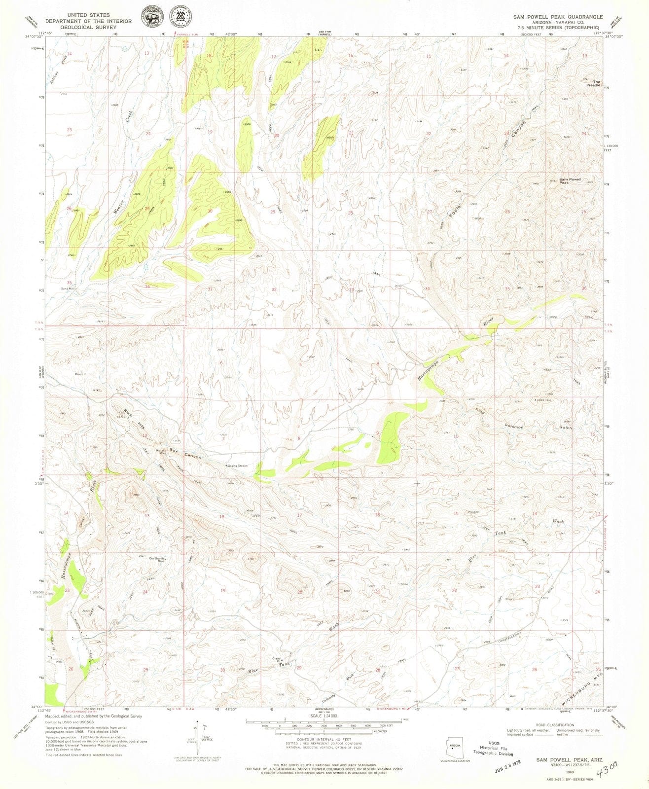 1969 Sam Powell Peak, AZ - Arizona - USGS Topographic Map