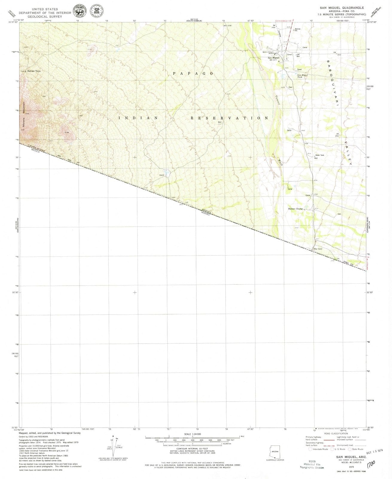1979 San Miguel, AZ - Arizona - USGS Topographic Map