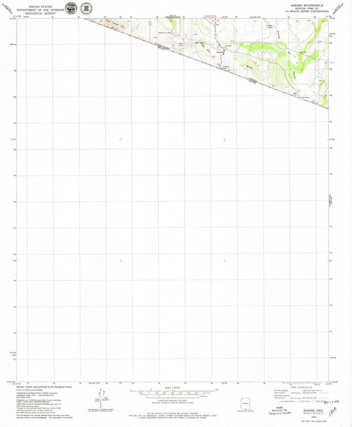 1979 Sasabe, AZ - Arizona - USGS Topographic Map