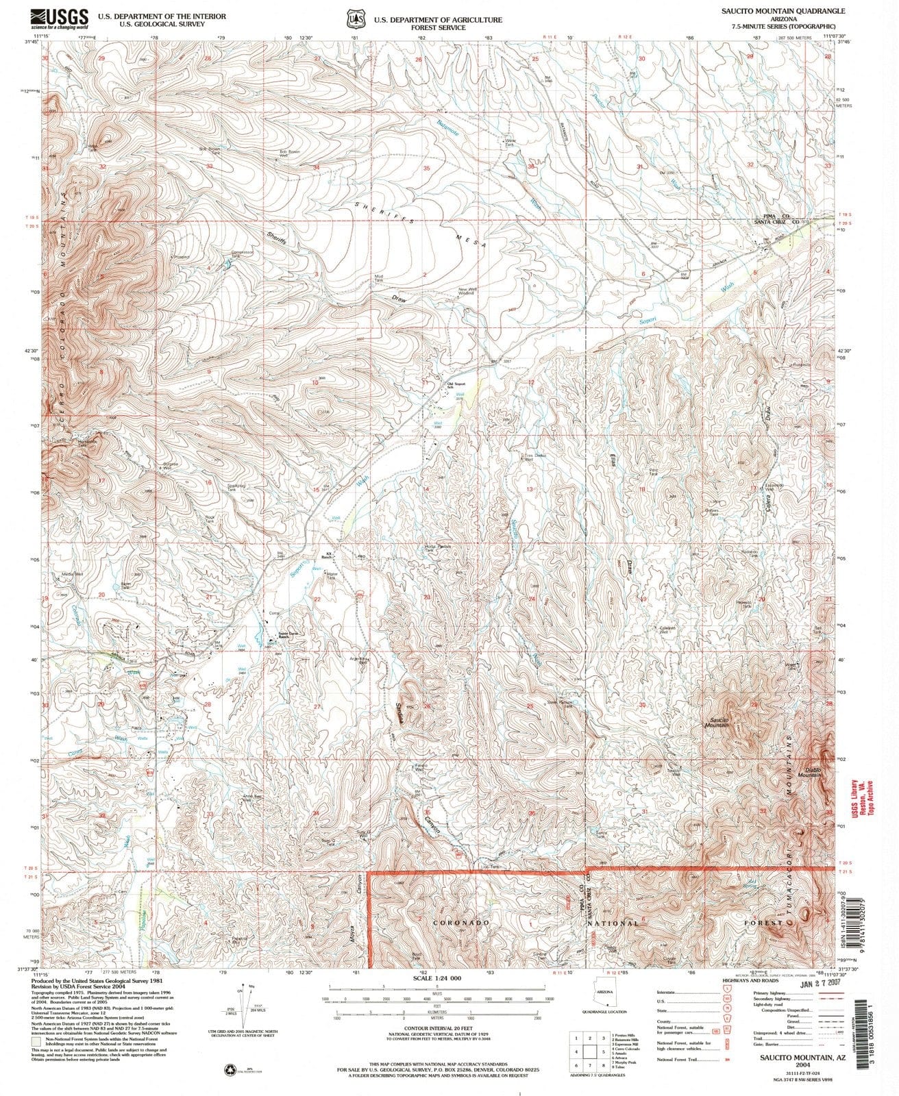 2004 Saucito Mountain, AZ - Arizona - USGS Topographic Map