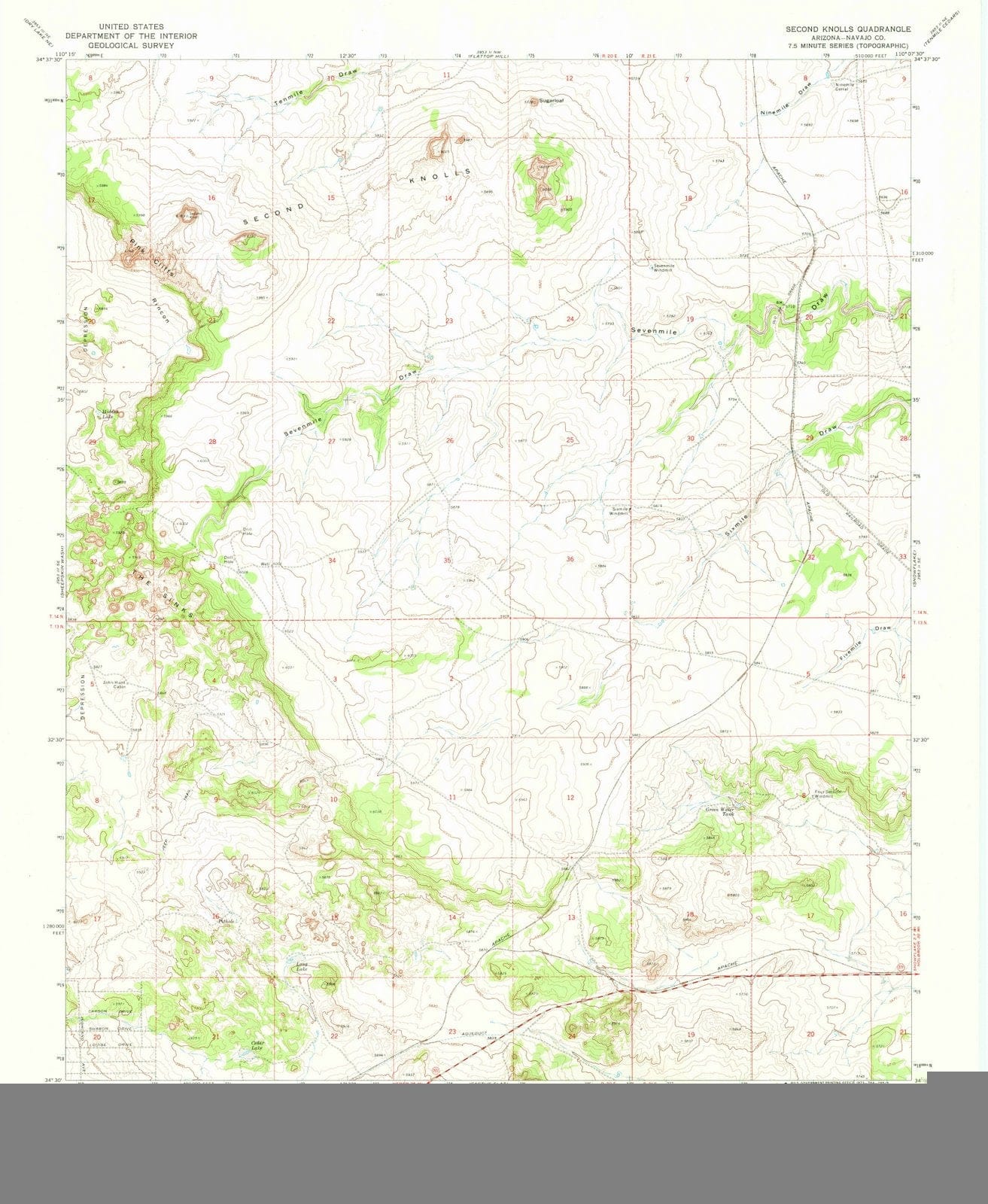 1970 Second Knolls, AZ - Arizona - USGS Topographic Map